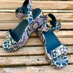 ASOS floral brocade platform sandals, EUC